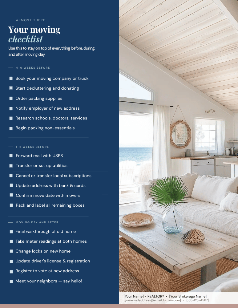 Moving checklist page